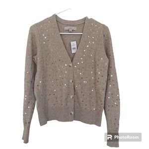 LOFT Women's Sweater, NWT, size XS, Tan with Gold accents